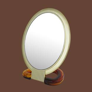 Scarlet Line Professional Series Oval Shape Medium Size Double Sided Magnifying Makeup Mirror with Handle Stand For Men and Women, 21 x 12.5 x 1 cm