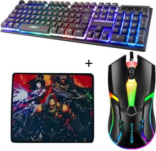 ENTWINO Gaming Keyboard & Mouse , RGB Light, Braided Wire With Mousepad Combo Set