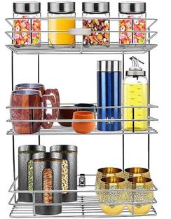 BLUTE Utensil Kitchen Rack Steel 3 Layer Wall Mount Stainless Steel Multipurpose Storage Rack