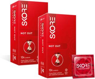 SKORE Not out Climax Delay Long Lasting Condoms | 10 Pieces | Pack of 2 Condom