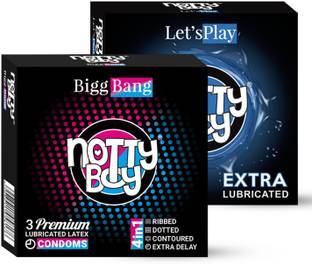 NottyBoy 4in1 Ribs Dots Thin Extra Dealy Lubricated Fit (3sx2) Condom