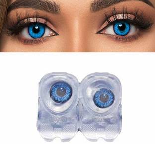 TBC Dark Blue Color Contact Lens (0Power blue) with storage case and lens solution z