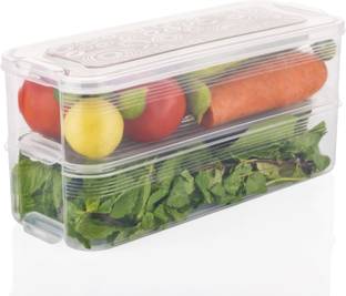 RANIC Plastic 2 Step Food Storage Container for Vegetables, Fruits, Fish, and Meat Storage Basket