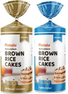 Pintola Organic Wholegrain Brown Rice Cakes Combo Pack (Unsalted & Lightly Salted) High Fiber Biscuit