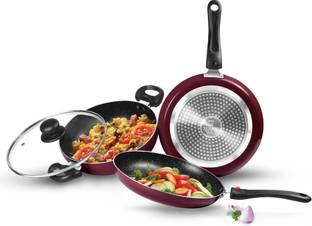 MILTON Pro Cook Kitchen Jewel Plus Granito, Peach Induction Bottom Non-Stick Coated Cookware Set