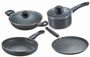 Prestige Omega Granite BYK (Set of with Milk Pan) Induction Bottom Non-Stick Coated Cookware Set