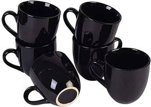 love unlimited black small Tea Cups Set of 6 | Coffees for Home Office Bone China Coffee Mug
