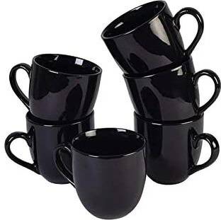 love unlimited Pack of 6 Ceramic black shine abstract tea/coffee cups (Black) (Black) Ceramic Coffee Mug