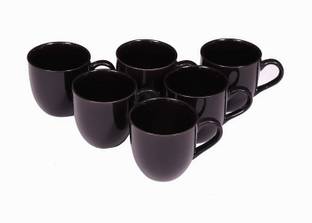 love unlimited All black marble matte finish 130 ml cup set of 6 Ceramic Coffee Mug