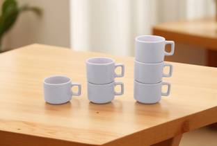 laghima jadon Pack of 6 Ceramic Tea/Coffee Cups Hotel Cup Round Shape Light Purple Color Beautiful Design 150 ML
