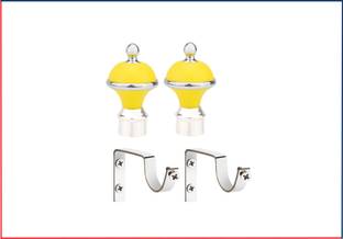ZELOXA Yellow Curtain Knobs, Curtain Hooks, Curtain Rods, Rod Rail Bracket Metal