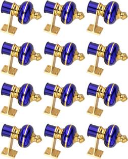 Ghazian Blue, Gold Curtain Knobs, Rod Rail Bracket Metal