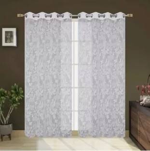 Flipkart SmartBuy 153 cm (5 ft) Net, Polyester Semi Transparent Window Curtain (Pack Of 2)