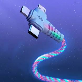 Digital Bird Lightning Cable 2 A 1 m Bare Copper 3 in 1 Light Flow USB Cable | For Iphone, C-Type and Micro | Multicolor Light Flow cable | USB supports only CHARGING NO DATA TRANSFER