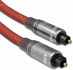 Kinsound Fiber Optical Cable 2 m Metal Braided Optical Audio Toslink Cable, Dolby Fiber Optic Cable with Gold-Plated Connectors