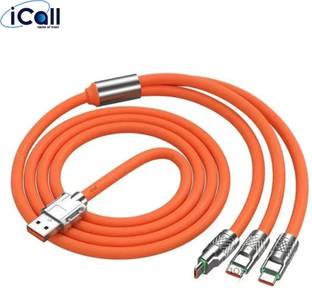 icall 3-in-1 Cable 1.2 m USB 2.4A & 120W Fast Charging Cable, Cell Phone/Computer Fast Statistic Transmission Cable for Android & IOS