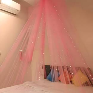 1iAM Pink Transparent Net Backdrop for Birthday, Anniversary, Photo Shoot, Wedding | Decoration Net for Romantic Dinner, Valentines Day | Cabana Tent Decoration
