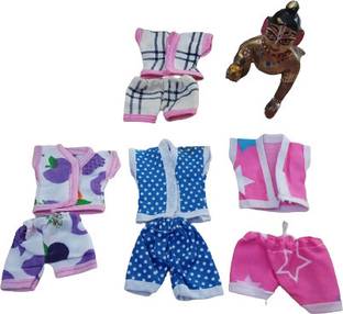 Kanha set of 4 laddu gopal ji cotton nikkar suit/cotton night suit (size 6) Dress