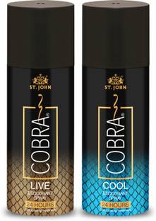 ST-JOHN Cobra Deo Live (150 ml) & Cobra Deo Cool (150 ml) Perfume Body Spray  -  For Men & Women