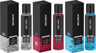 KILLER 3 Combo Pack Storm, Ocean, wave, All-Day Long Lasting Freshness 125G/150ml, Liquid Deodorant Spray  -  For Men