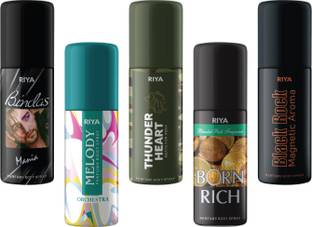 रिया Bindas,Melody,Thunder Heart,Born Rich,Black Rock Deodorant 40 ML Each  -  पुरुषों और महिलाओं के लिए