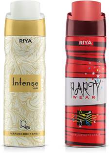 RIYA Intense Gold And Party Wear Body Spray Deodorant Pack Of 2 200 Ml Each Deodorant Spray  -  For Men & Women