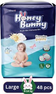 HONEY BUNNY Baby Diaper Pants with bubble top sheet| Extra Soft | 12 Hour protection - L