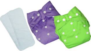 Jaydison All In One Washable Reusable Reuse Nappy Button Diaper Cover With Insert For New Born Baby To 2 year (2Diaper cover+2 Insert)