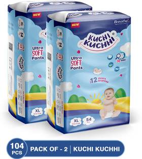 KUCHI KUCHHI Premium super soft baby diaper with a 3D bubble top (Pack of 2) - XL