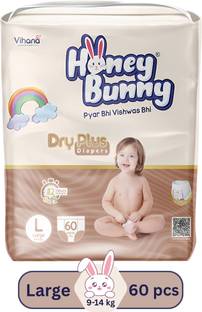 HONEY BUNNY Baby Diaper Pants Super Soft Dry Plus 12 Hour protection - L - L