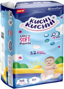 KUCHI KUCHHI Ultra Soft 3D Bubble Diaper Pants | NB | 0-4 KG | 60 Pieces - New Born