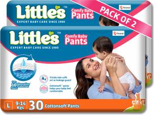 Little's Comfy Baby Pants, Standard, Large, 30 Count With 10 Hours Absorption Protection - L