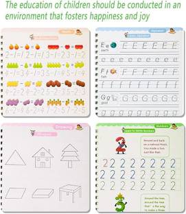 Shopeleven Auto Disappear Ink Pen 3D Grooved Handwriting Book Calligraphy Practice Copybook