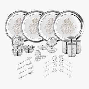 Classic Essentials Pack of 32 Stainless Steel Dinner Set|Serves 4 People|Heavy Gauge|Kitchen Set|Permanent Laser-Glory Dinner Set