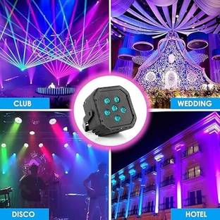 Raghav trading RGB Stage Par Light 6 Led-DJ Light with Remote Control | UV 6in1 Color Single Disco Ball