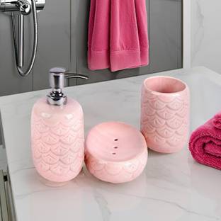 kreative homes Ceramic Bathroom Accessories Set and Organization (Pink) Ceramic Toothbrush Holder