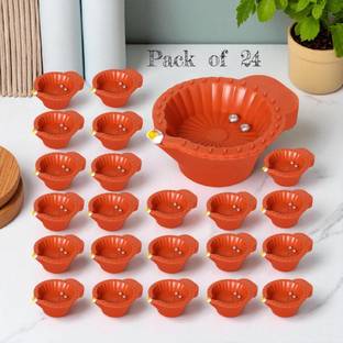 LeafBlu LeafBlu Unique Decorative Diwali Water Sensor Diya Plastic (Pack of 24) Table Diya