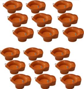 Da Novira Water Sensor Reusable Led Diyas for Home Decor,Festivals Decoration Diwali Light Plastic (Pack of 18) Table Diya Set