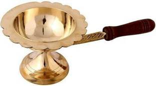 DARIDRA BHANJAN Dhoop Dani Kapoor Aarti Brass / Wooden Handle Kapoor Aarti, Dhoop dani Brass Table Diya