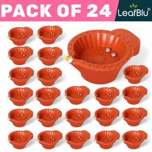 LeafBlu Unique Decorative Diwali Water Sensor Diya Plastic (Pack of 24) Table Diya