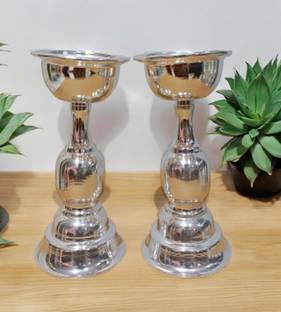 Sigaram Brass4.3 Inch Plain Diya For Home Pooja Decore K4497 Brass (Pack of 2) Table Diya