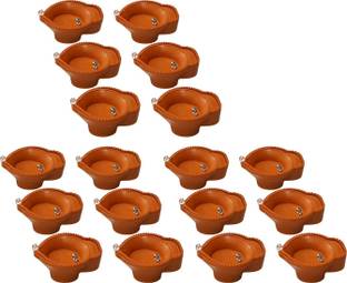 NEUTON LED Light Electronic Flameless diya for home, office or temple Plastic (Pack of 18) Table Diya Set