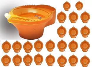 LeafBlu Unique Decorative Diwali Water Sensor Diya Plastic (Pack of 24) Table Diya