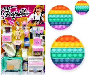 PRV TOYS Doll House Moon Bool Set for Girl's Combo of Dollhouse-popit gol_Pack of 21
