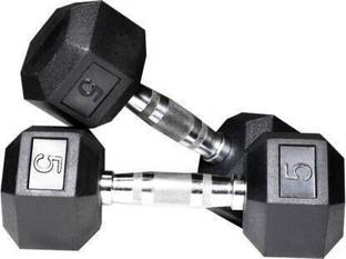 Hridya Trade Hexa Pure Rubber (5kgX2) Set For Home Gym Workout Fixed Weight Dumbbell