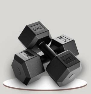 Dee Fit High quality PVC 10kg Hexa Dumbbell each is 5+5kg Fixed Weight Dumbbell