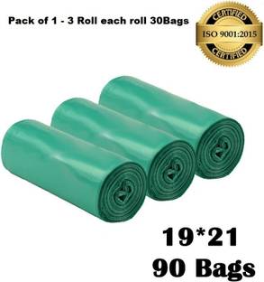 Shopative Green Biodegradable 19x21 pack of 3 (90 Bags) Medium 18 L Garbage BagDustbin Plastic Dustbin