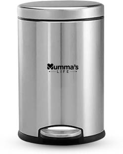 Mumma's LIFE Stainless Steel Plain Pedal Bin with Plastic Bucket And Lid (7 * 11inch 5LTR) Stainless Steel Dustbin