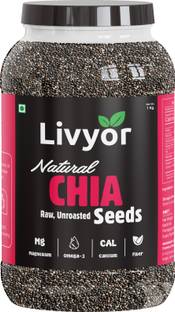 LIVYOR Raw Chia for Weight loss Management, with Omega 3 and Fiber, Rich in Calcium, Chia Seeds
