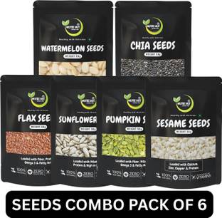 Nutri Hut Super Seeds Combo Pack of 6 Chia Seeds, Pumpkin Seeds, Sunflower Seeds, Watermelon Seeds, Sesame Seeds, Golden Flax Seeds